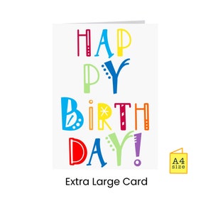 GROTE verjaardagskaart | Groepsverjaardag | Man | Vrouw | Volwassene | Kind | Zus | Broer | Groet | Elke leeftijd | Heldere kleuren | Fijne verjaardag