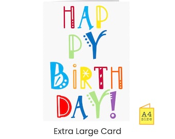 Große A4 Geburtstagskarte: Alles Gute zum Geburtstag Gruß | Signierung | Grosse, Riesenkarte