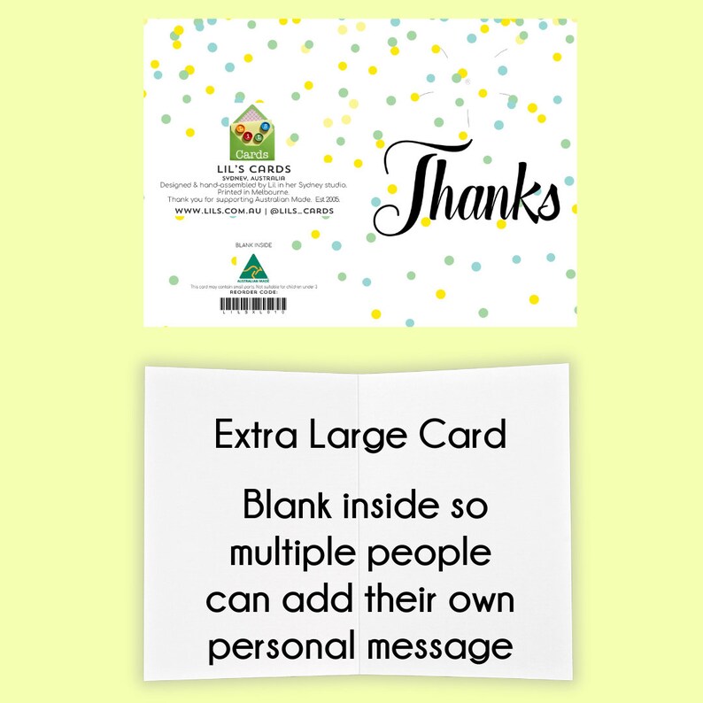 LARGE Thank You Card Extra Large A4 Big Giant Greeting Etsy Australia