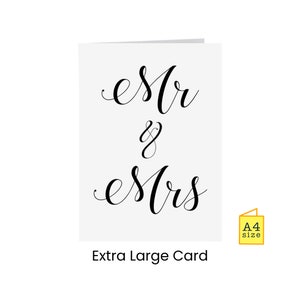 LARGE Wedding Card - Mr & Mrs  | Congratulations | Just Married | Engagement Day | Happily ever after | Newly Weds | Bride + Groom | Couple