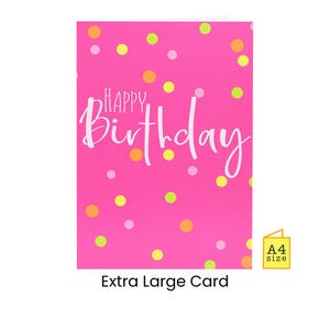 LARGE Female Birthday Card | Daughter, Girls, Female, Sister, Granddaughter, Niece, Friend | Confetti | Big, Giant | Pink| Handmade Greeting