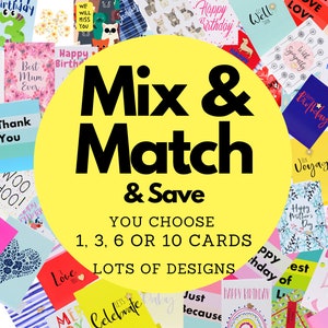 MIX & MATCH CARDS Your Choice | Greeting Card Bundles | Pack | Bulk | Assorted | Discount | Handmade | Birthdays Baby Congrats Wedding Blank