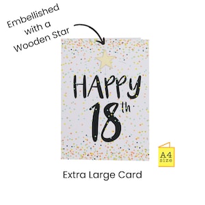 LARGE 18th Birthday Card | Big, Giant, A4 | Daughter - Son - Niece - Nephew - Granddaughter - Grandson - for her him- Boy - Girl | Confetti
