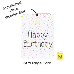EXTRA LARGE Birthday Card | Daughter, Girls, Female, Sister, Granddaughter, Niece, Friend | Confetti | Star | Big, Giant | Handmade Greeting