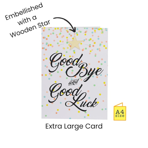 LARGE Good Bye & Good Luck Card | Co-worker / Colleague Farewell or Leaving | Big, Giant, A4 Card | New Job | Retirement | Funny Handmade