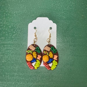 Charcuterie Board Earrings | Cheese Board Earrings | Miniature Food Earrings | Clay Earrings |  Lightweight Earrings