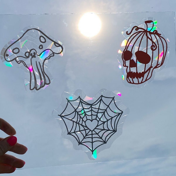 Halloween Sun Catcher | Rainbow Sun Catcher | Rainbow Window Cling | Halloween Window Cling | Spooky | Dopamine Decor