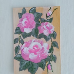 ACEO Roses Original Collectible Postcard Flowers Mini Painting Original Postcard with Roses.