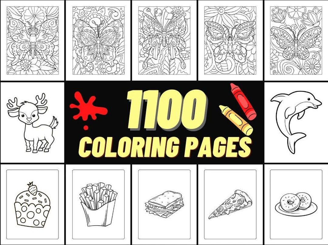 1100 Kids/adults Colouring Pages (digital Download) - Etsy