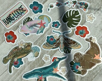 Waterproof Hawaii Flora & Fauna Sticker Pack