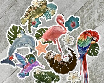 Waterproof Tropical Animal Sticker Pack