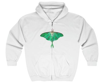 Luna Moth Entomology Full Zip Hooded Sweatshirt