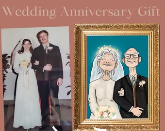 Custom Wedding Anniversary Illustration Print