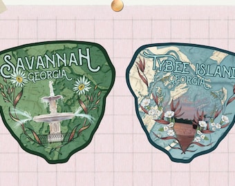 Savannah, Georgia | Tybee Island, Georgia | Badge Weatherproof Stickers