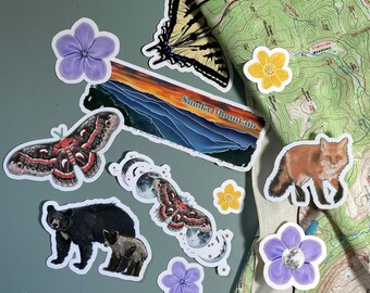 Waterproof Great Smoky Mountains National Park Sticker Pack | Granola Girl Stickers | Outdoor Sticker Pack |