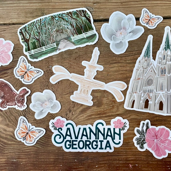 Waterproof Savannah, Georgia Sticker Pack | Granola Girl Stickers | Outdoor Sticker Pack |
