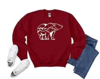Mountain Bear Graphic Sweatshirt: Outdoor Hiking Apparel