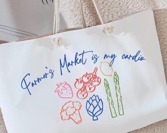 Reusable Farmers Market Tote Bag for Market Essentials Farmers Market Vegetable Tote Bag for Shopping Essentials Reusable Tote Fresh Produce
