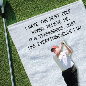 Funny Golf Gift for Fathers Day Trump Golfing Towel Trump Merch for Him Golf Towel for Dad Stepdad Gift Trump Accessories Golf Accessories