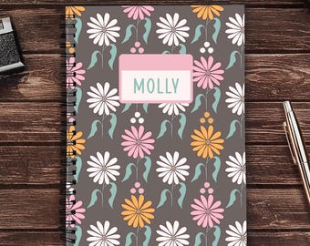Floral Custom Notebook Back to School Custom Girls Notebook Personalized for School Supplies for Teacher Customizable Back to School Journal