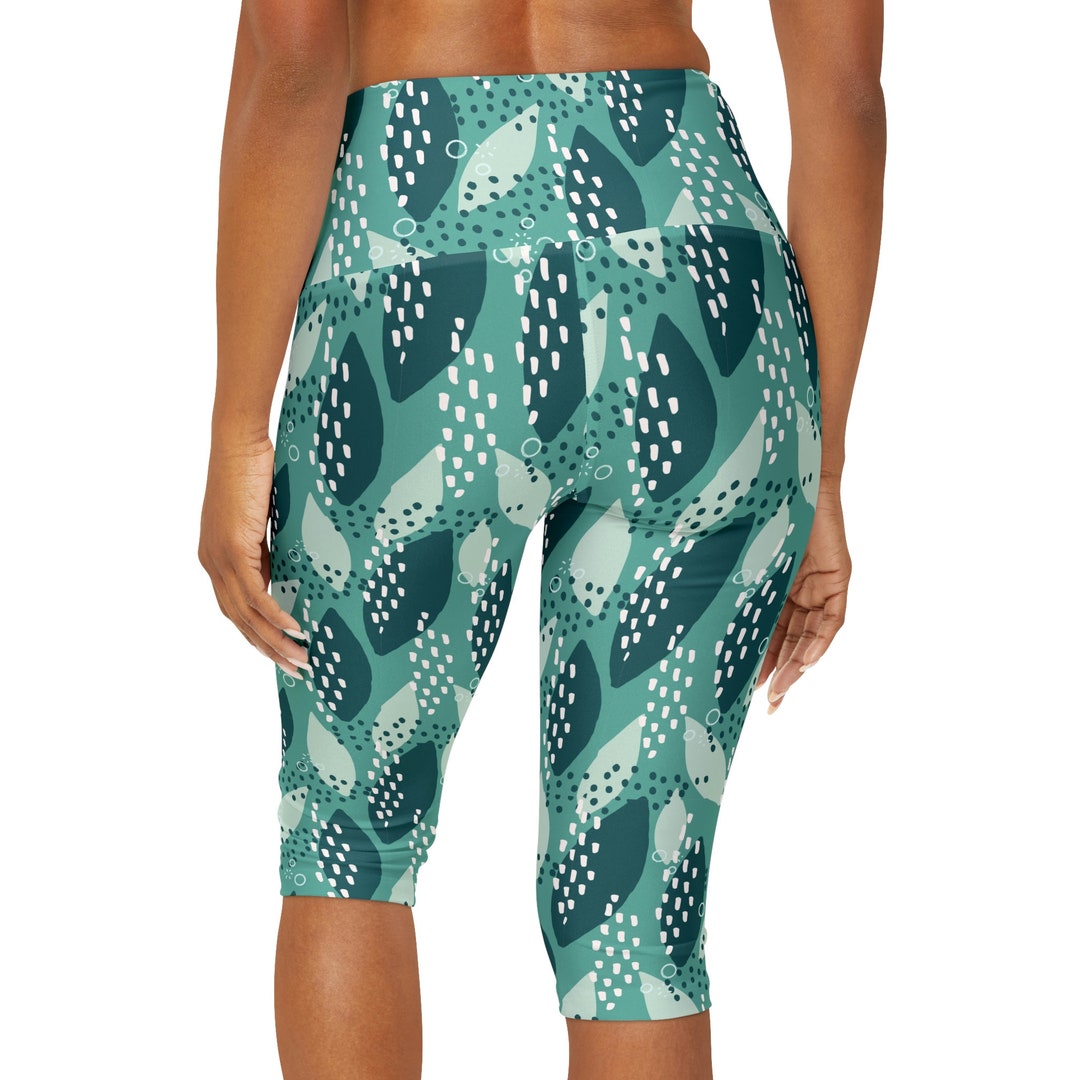 High Wasted Flower Yoga Pants, Yoga Pants, Capri Yoga Pants, Spring