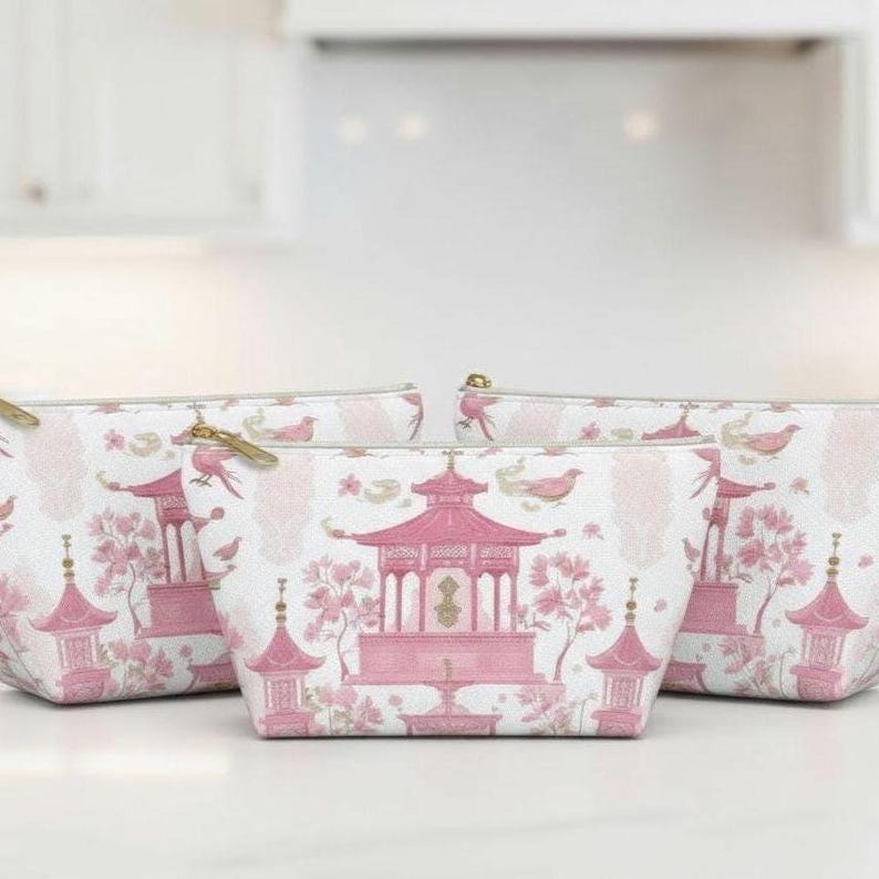 Pink Mahjong Tile Bag Chinoiserie Pouch Pink Makeup Bag Small Accessory Bag Mahjong Gifts for Her Mahjong Tile Pouch Mahjong Gift