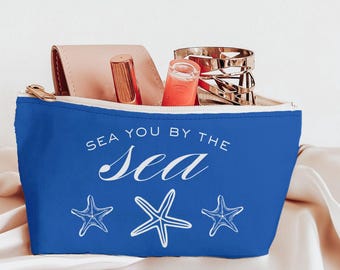 Bolsa de maquillaje con diseño de conchas marinas para viajes, bolsa de playa, bolsa de accesorios de viaje, mini bolsa de playa, bolsa de piscina, bolsa de maquillaje, bolsa para piscina, bolsa de lápiz labial
