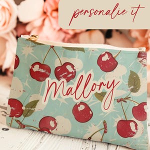 Cute Cherry Personalized Makeup Bag for Travel Makeup Bag Personalized Cherry Pouch Travel Accessory Small Bag Toiletry Bag Customized Pouch