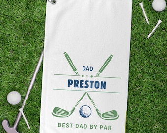 Personalized Golf Best Dad by Par Golf Towel Gift for Him Daddy Gift Golf Lover Gift for Golfer Custom Golf Towel Golf Accessories Gift Par