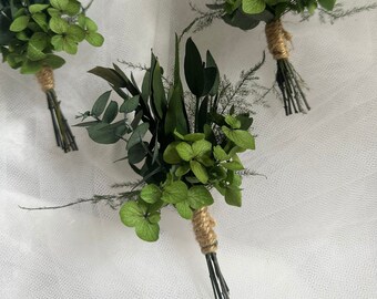 Eucalyptus Greenery Buttonholes | Woodland Wedding Boutonniere | Foliage Wedding Buttonhole | Hydrangea Boutonniere | Groomsman Flowers