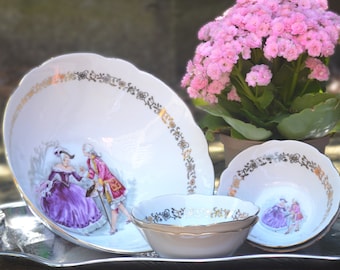 Seltmann Bavaria porcelain service vintage Fragonard style 1930s for fruit salad or dessert