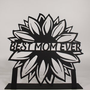 Best Mom Ever Tabletop Metal Decor - Inspirational Office & Home Accent, Flower Gifts for Mom, Shelf, Desk, Mantel Decor, Mother&#39;s Day Gift