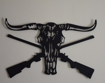 Rifle Hunting Metal Wall Art: Rustic Cabin Decor Gift