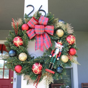Nutcracker Wreath 24 inch wreath  Decor with Battery Powered Lights Christmas Wreath