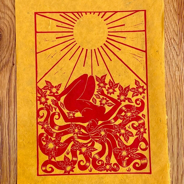 The Healing Sun - Original Lino Print - Art Print