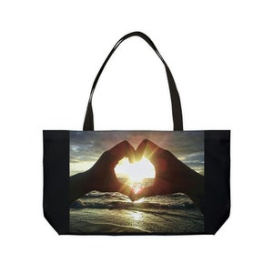 Weekender Tote Bag - Geschenk für jeden Anlass, Geburtstagsgeschenk, individuelles Geschenk. Verwenden Sie für den Strand, Picknick und Einkaufen. Schwarzer schlichter klassischer Look.