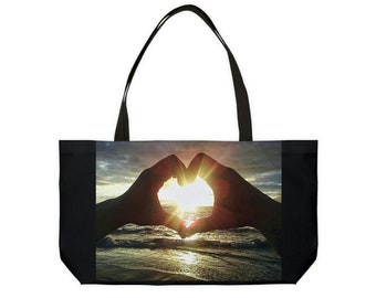 Weekender Tote Bag - All occasion gift, birthday gift, custom gift.  Use for the beach, picnic, and shopping.  Black sleek classic look.