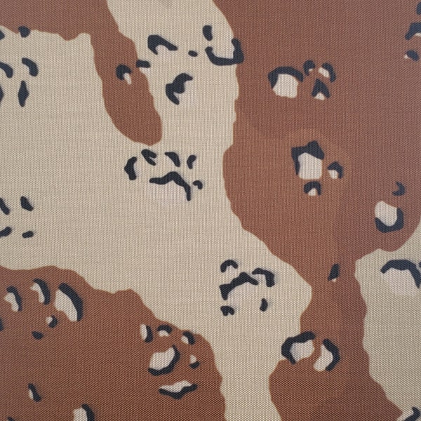 Six Color Chocolate Chip Gray Saudi Military Spec Twill Camo Fabric - Cotton/Nylon Blend, 60+ Inch Width (Sold By The Yard)