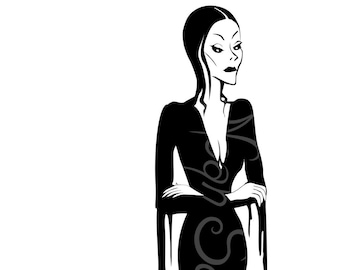 Morticia Addams .SVG - Original Charles Addams drawing inspired Vector Digital Download