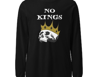 No Kings Unisex Long Sleeve Tee With Crowned Skull