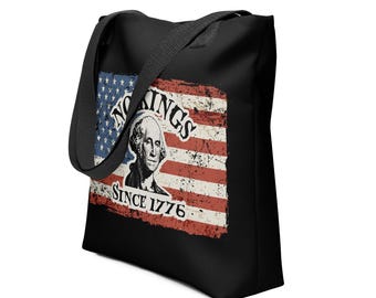 No Kings Since 1776 with George Washington Tote bag - printed on both sides