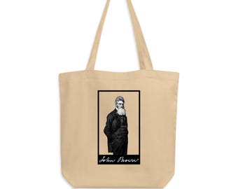 John Brown the Abolitionist with Signature on a tan Eco Tote Bag