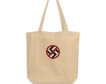 Classic Embroidered No-Nazi sign Eco Tote Bag in Tan