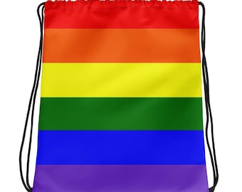 Pride horizontal Rainbow Print Drawstring bag