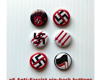 Anti-Fascism 1" Pin-Back Buttons x6