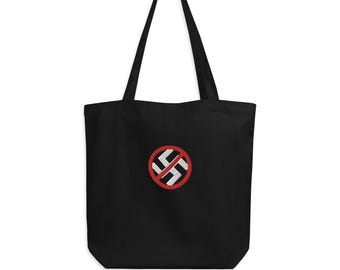 Classic Embroidered No-Nazi sign Eco Tote Bag in black