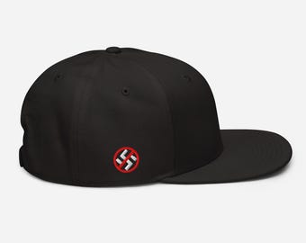 Embroidered No-Nazi Snapback Otto Hat - Crossed out Swastika on sides