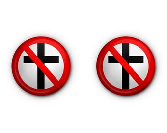 CrossBuster BR 1" Buttons! x2 One black and one white Pin-back, Magnet OR Lapel Pin