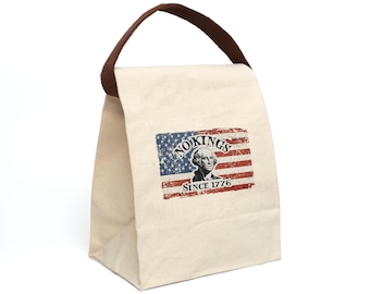 No Kings Since 1776 Lunch Bag with George Washington, Eco-Friendly Canvas Tote, Anti-Trump Bag, Lunch on the Go.