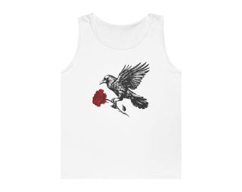 Vintage Black Raven & Red Rose Tank Top, Socialism shirt - Unisex Apparel